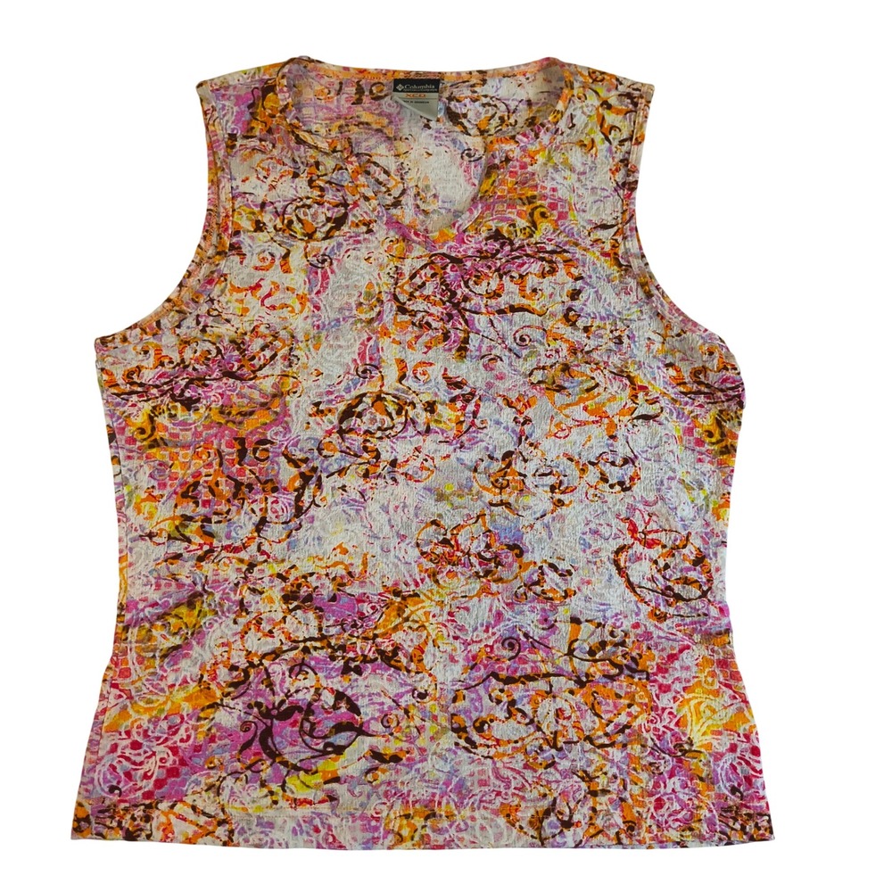 olumbia XCO Sleeveless Top Colorful Floral Boho Lightweight Stretch Summer Tank